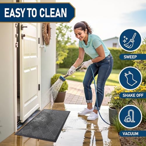 Smiry Front Door Mat Outside Entrance, Natural Rubber Doormat, 71x23 Inch - Image 6