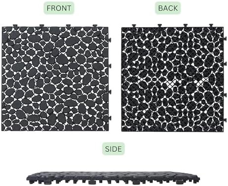 12" x 12" Gray Interlocking Deck Tiles, Anti-Slip Pebble Stone Pattern - Image 6