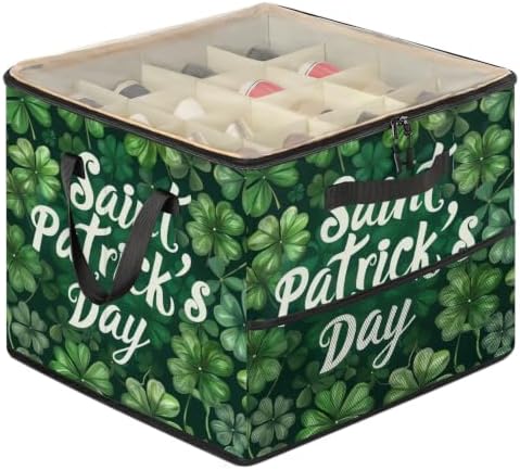 St. Patrick's Day Lucky Clover Fabric Shoe Organizer by Mintoprints