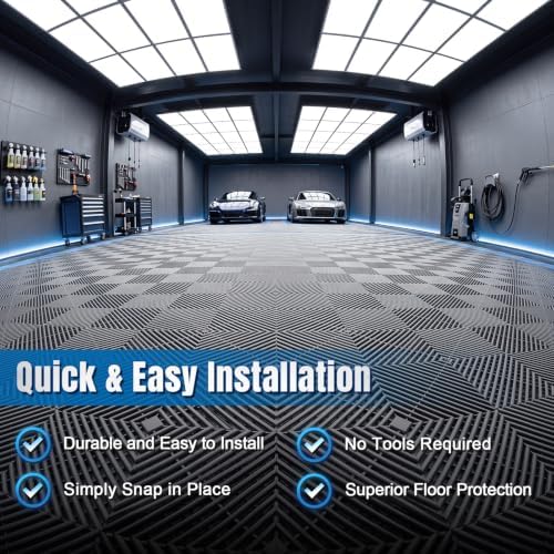 Jocoevol 9-Pcs Interlocking Tile, 15.7 x 15.7in Garage Floor Tiles - Image 5
