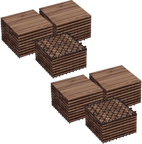 Yaheetech 54PCS Deck Tiles Acacia Wood Interlocking Outdoor Flooring by Yaheetech