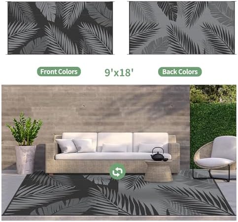 GENIMO Outdoor Rug, Waterproof Plastic Rugs 9'x18' - Image 2