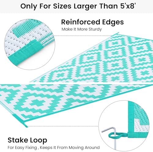 Smiry Outdoor Rug 6x9 ft Waterproof Reversible Boho Mat - Image 4
