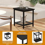 2-Tier Outdoor Side Table with Storage, Weather Resistant Patio End Table - Image 5