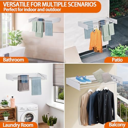 FOCHIER F Laundry Drying Rack Wall Mounted Clothes Drying Rack Collapsible - Image 2