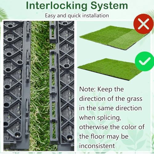 Windyun 8 Pack Artificial Grass Turf Interlocking Deck Tiles 12" x 12" Thick - Image 3
