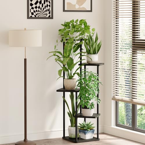 Bamworld Black Plant Stand Indoor Corner Plant Shelf - Image 3