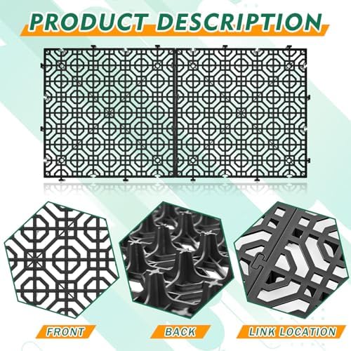 10 Pcs Ground Protection Mats, Interlocking Black 15.7 x 15.7 in - Image 3