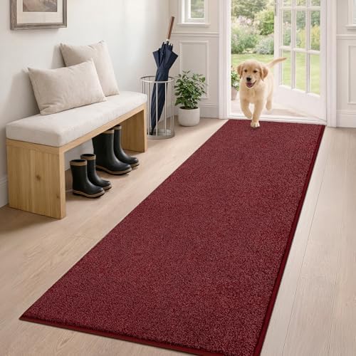 PURRUGS Hallway Runner Rug, Burgundy Red by PURRUGS