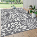 HEBE Waterproof Outdoor Rug 5'x8', Floral Reversible Plastic Patio Rug by HEBE