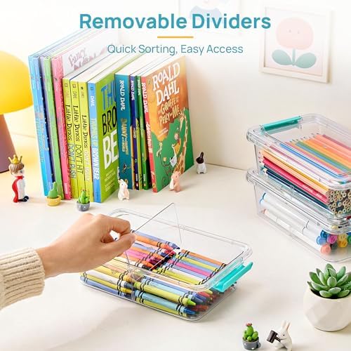 Vtopmart 12 Pack 1.5Qt Clear Pencil Box, Plastic Pencil Holder - Image 3
