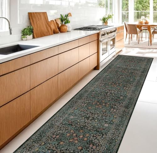 Dark Green Washable 3x20 Extra Long Runner Rug - Image 6