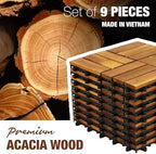 Acacia Wood Interlocking Deck Tiles, Patio & Backyard Tile, 12 in - Image 6
