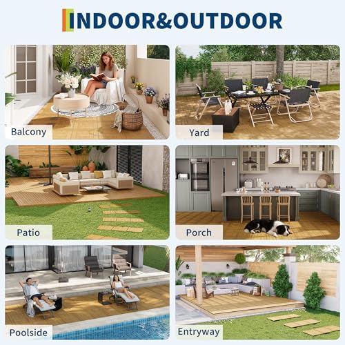 Garvee 33 PCS Solid Acacia Wood Composite Deck Tiles - Image 7