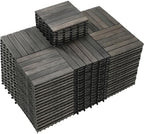 PrimeZone 108 PCS Solid Acacia Wood Interlocking Patio Deck Tiles Outdoor by PrimeZone