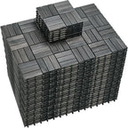 PrimeZone 162 PCS Solid Acacia Wood Interlocking Patio Deck Tiles Outdoor by PrimeZone