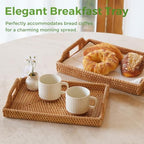 Rattan Serving Tray, Rectangle Woven Wicker Tray - Image 3