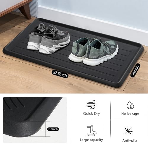 HIYARD Rubber Boot Tray for Entryway, Shoe Tray, Shoe Mat for Indoor and Outdoor - Image 2