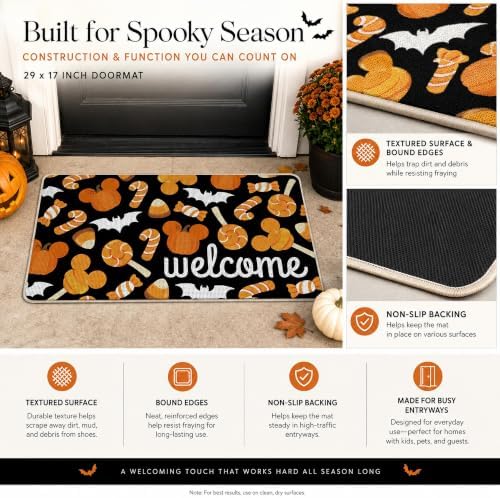 Pycat Welcome Halloween Pumpkin Candy Cane Decorative Front Door Mat - Image 4
