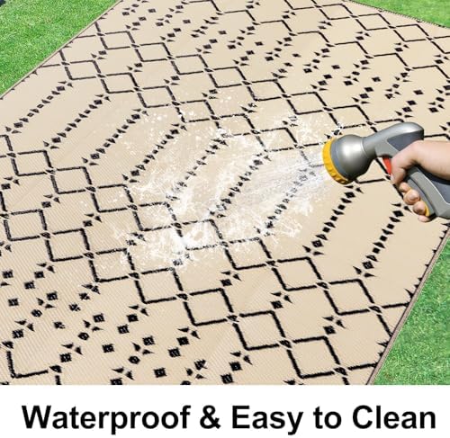 Smiry Outdoor Rug 8x10 ft Waterproof Reversible Boho Mat - Image 2