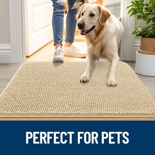 OLANLY Dog Door Mat for Muddy Paws 30x20, Super Absorbent Chenille Mud Mat - Image 6