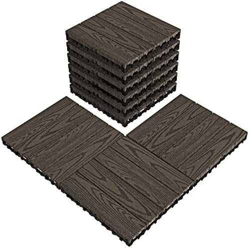 VANCASTLE 9PCS Wood Plastic Composite Interlocking Deck Tiles 11.8"x11.8" by VANCASTLE