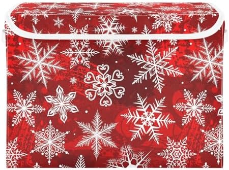Bolaz Storage Bins with Lids and Handles, Christmas Snowflake Storage Box - Image 2