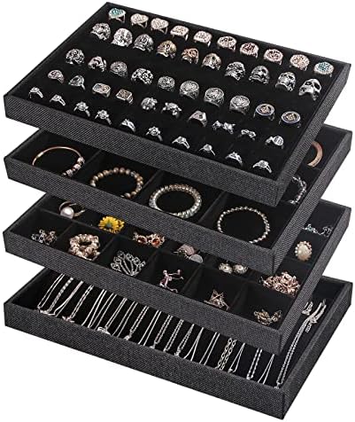 Julysky 4 Pcs/set Stackable Jewelry Organizer Trays by Julysky