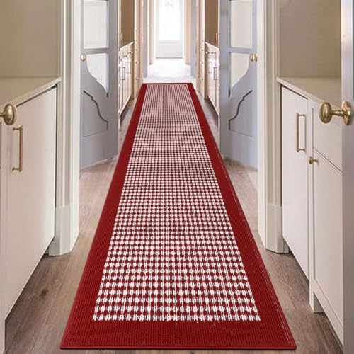 Ileading Hallway Runner Rug 2x10ft Red Kitchen Floor Mat Modern Geometric Non by Ileading
