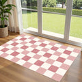 Pink White Checkered Entry Rug by Othilic