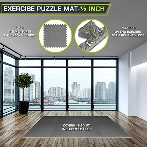 ProsourceFit Exercise Puzzle Mat ½-inch, EVA Interlocking Foam Floor Tiles - Image 2