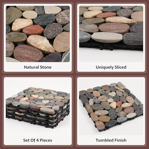 Pebble Tile, Natural Stone Paver Tile, Mountain Grey 4 Sheets - Image 6