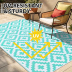 Smiry Outdoor Rug 4x6 ft Waterproof Reversible Boho Mat - Image 4
