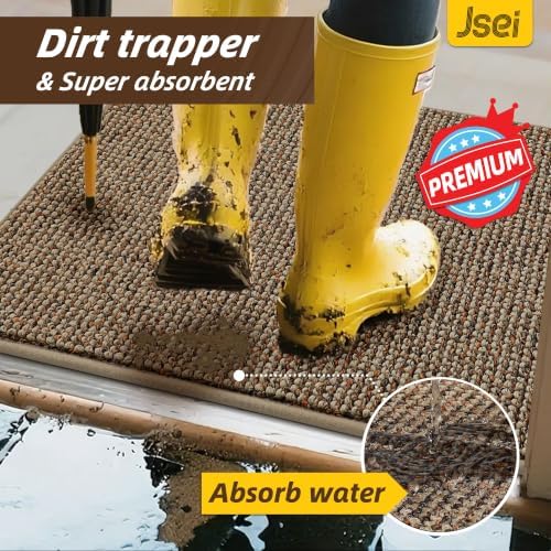 JSEI Dirt Trapper Door Mat 20" x 32", Non-Slip Washable Doormats - Image 4