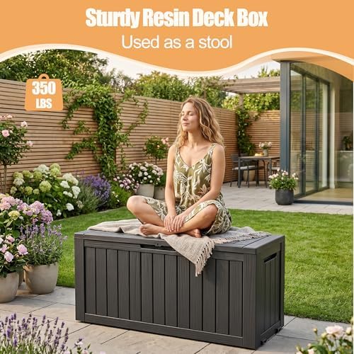 Outdoor Storage Box, Waterproof 100 Gallon Resin Deck Box - Image 4