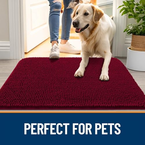OLANLY Dog Door Mat for Muddy Paws 48x30, Super Absorbent Chenille Mud Mat - Image 6