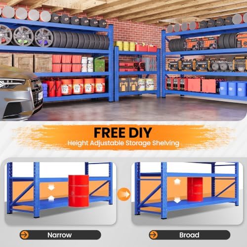 71.3” Wide Heavy Duty Metal Garage Shelving, Adjustable Storage Shelf - Image 4