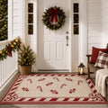 3x5 Ft Candy Cane Christmas Reversible Plastic Straw Outdoor Rug by Unknown