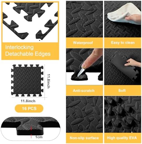 Shihanee 16 Foam Floor Interlocking Tiles, 11.8 x 11.8 Inch - Image 2