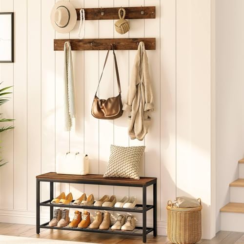 HOOBRO Hall Tree with Bench, Coat Rack Shoe Bench Set, Entryway Shoe Rack with - Image 2