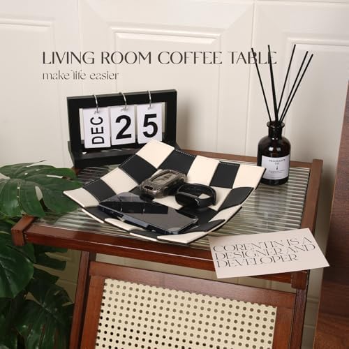 Valet Tray for Men Leather Key Tray for Entryway Table Bedside Nightstand - Image 6