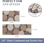 HEBE Kitchen Mats for Floor, Floral Anti Fatigue Kitchen Rugs Set of 2 - Image 2