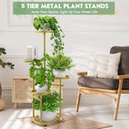 TOSKING Tall 5-Tier Round Metal Corner Plant Stand Indoor - Image 2