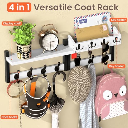29'' White Coat Rack Wall Mount - Image 5