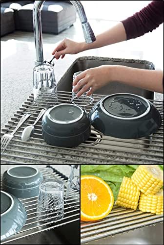 Tomorotec 17.7" x 15.5" Roll Up Dish Drying Rack Over Sink Drying Rack Sink - Image 3