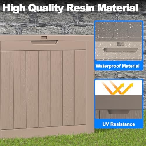30 Gal Outdoor Storage Box Waterproof Lockable Deck Box Grey - Image 5