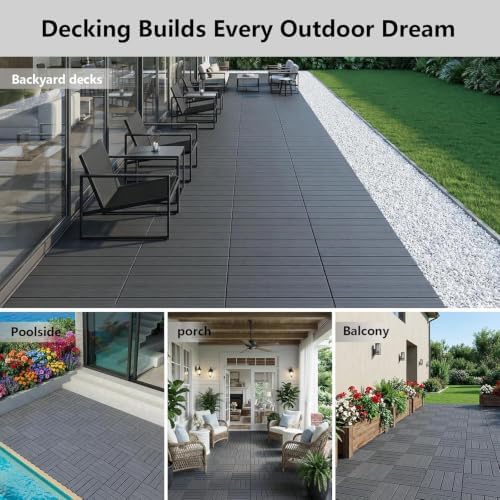 44 Pack Interlocking Deck Tiles, Easy Snap All-Weather Outdoor Deck Tiles - Image 3