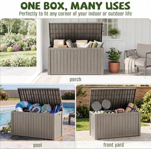 320 Gallon Outdoor Storage Box, Deck Box Waterproof, Toy Storage Bin - Image 6