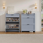 IDEALHOUSE Shoe Cabinet with 2 Flip Drawers & 1 Top Drawer, High-Gloss Painted - Image 5