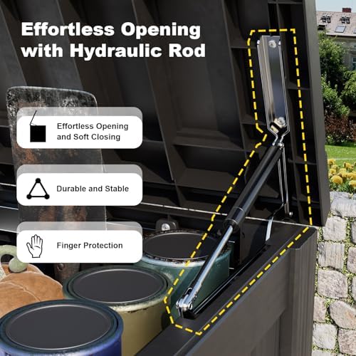 DRATO 180 Gallon Outdoor Storage Box Waterproof, Resin Large Deck Box - Image 2
